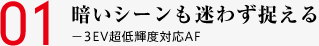 01 暗いシーンも迷わず捉える －3EV超低輝度対応AF