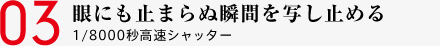 03 眼にも止まらぬ瞬間を写し止める 1/8000秒高速シャッター
