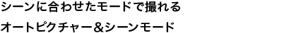 シーンに合わせたモードで撮れるオートピクチャー＆シーンモード