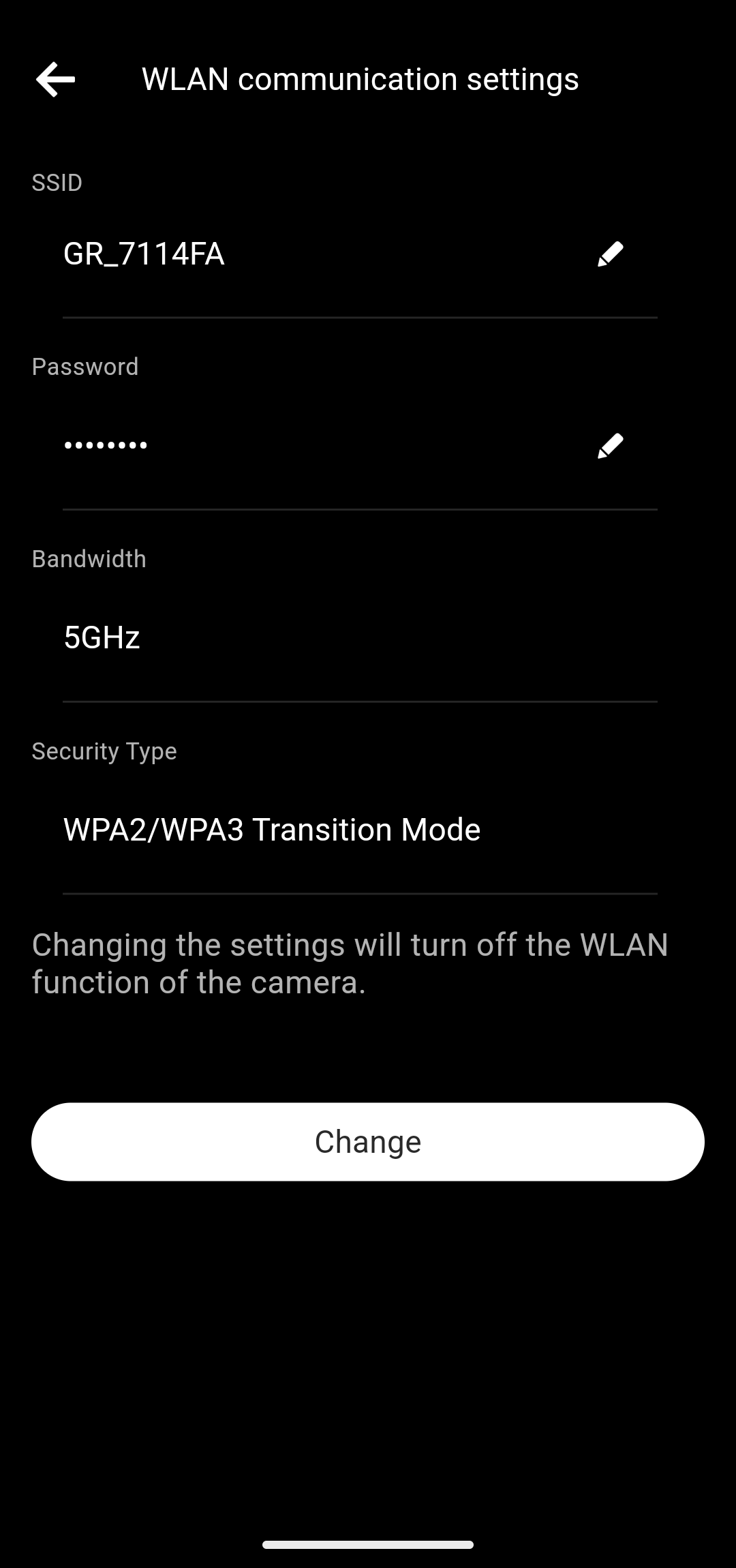 WLAN communication settings
