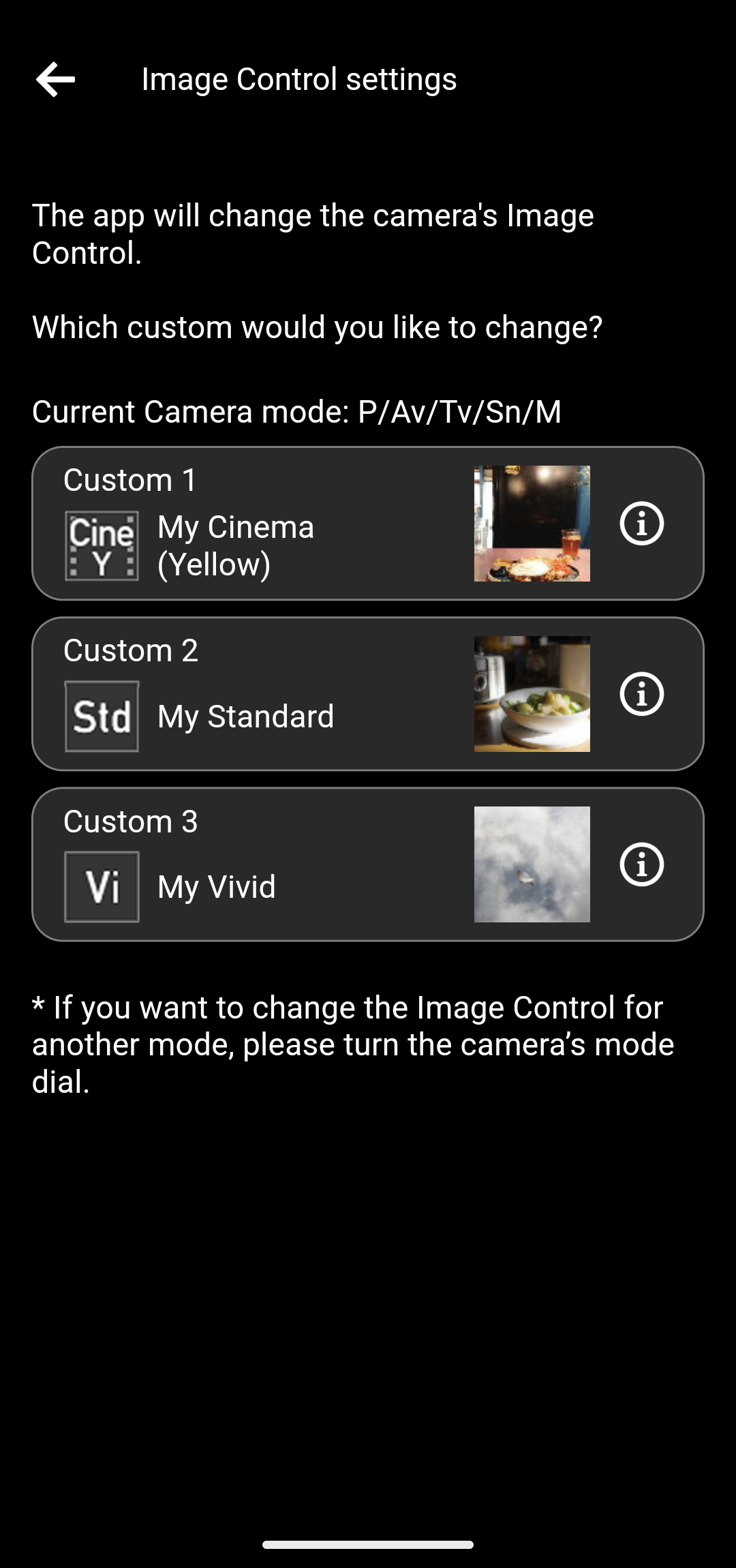 Image Control settings (App)